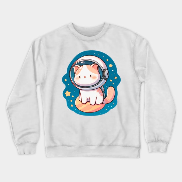 Little Star Explorer: Cosmic Adventures of an Adorable Astronaut Kitty Crewneck Sweatshirt by 3coo